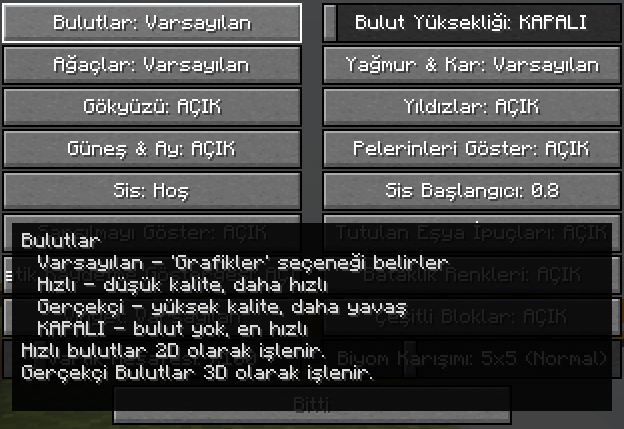 Optifine Bulut Ayarı